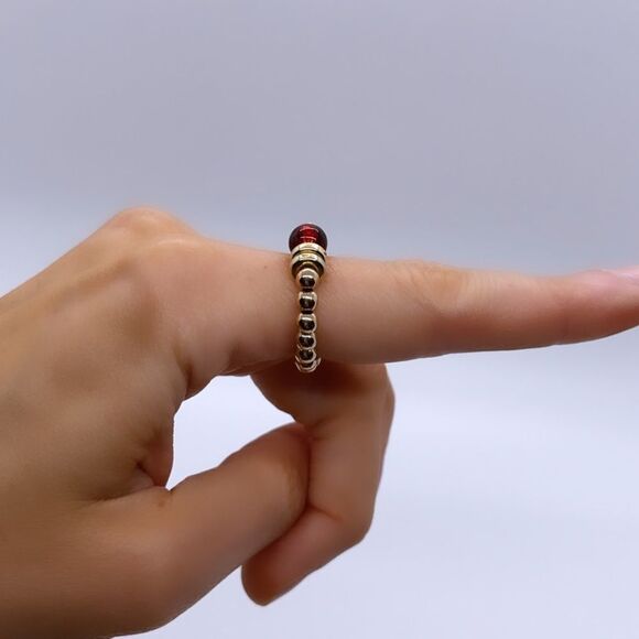 NWT Wool + Pepper Co. Red & Gold Stackable Ring - Picture 5 of 5